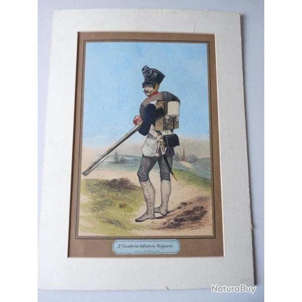 Lithographie originale Infanterie militaria