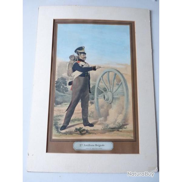 Lithographie originale Artillerie militaria