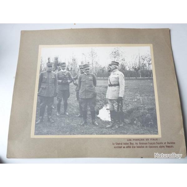 Photographie guerre General PIAZ,FAYOLLE ,DUCH�NE Chasseurs Alpins
