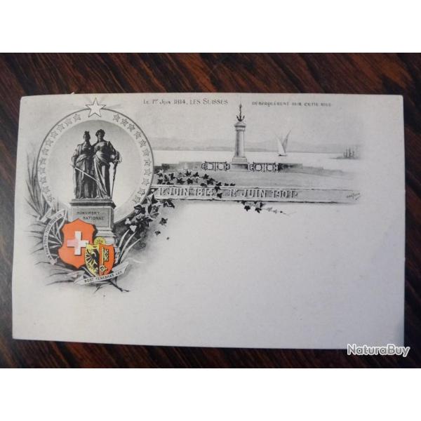 CPA 1er Juin 1814 les suisses d�barqu�rent sur cette rive Suisse