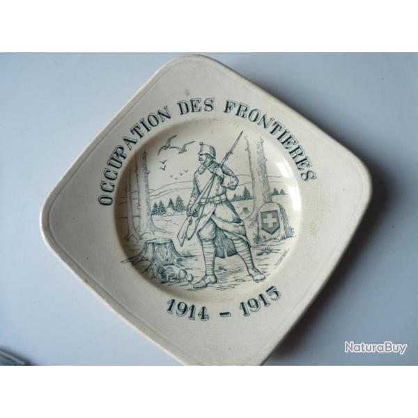 Assiette comm�morative  occupation des fronti�res  fa�ence de Carouge