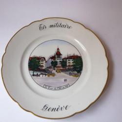 Assiette tir militaire  La tour de l'Isle en 1840  Genève militaria