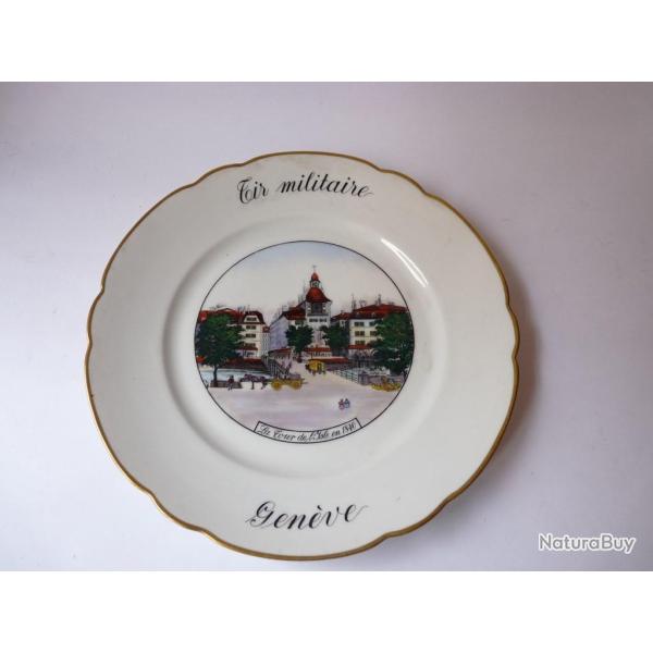 Assiette tir militaire  La tour de l'Isle en 1840  Gen�ve militaria