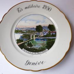 Assiette tir militaire  Pont de fil de fer des Paquis Genève  1930