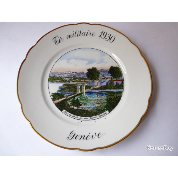 Assiette tir militaire  Pont de fil de fer des Paquis Gen�ve  1930