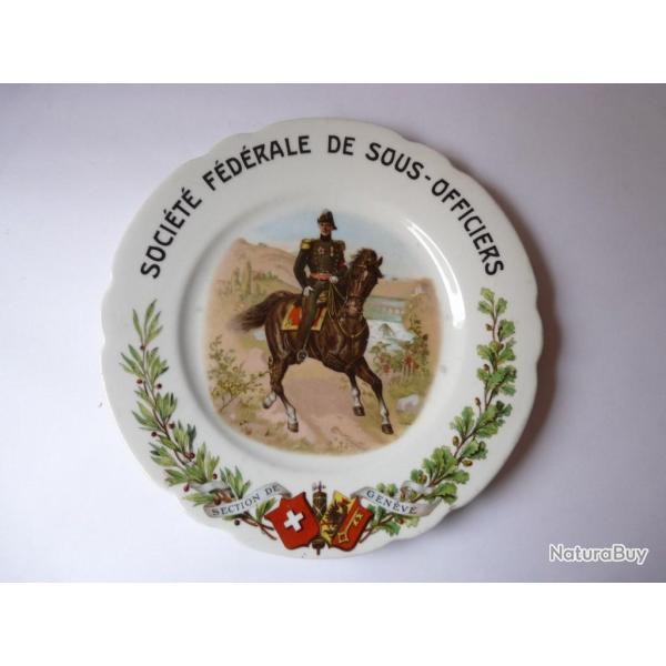 Assiette Soci�t� F�d�rale de Sous - Officiers Suisse militaria