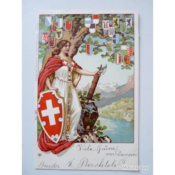 CPA illustr�e Militaria Guerre Paix Cantons Suisses N�364 1901
