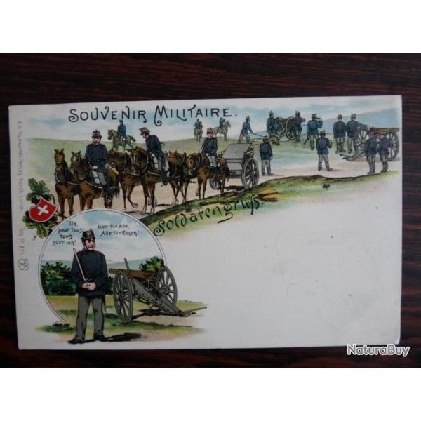 CPA Suisse Militaria Souvenir Militaire Soldatengruss 1901 Carte Postale
