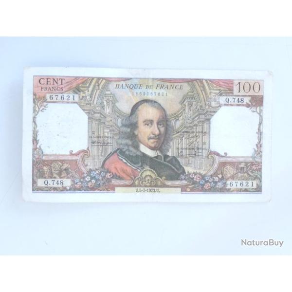 Billet 100 Francs CORNEILLE U.5-7-1973.U.  Q.748  67621