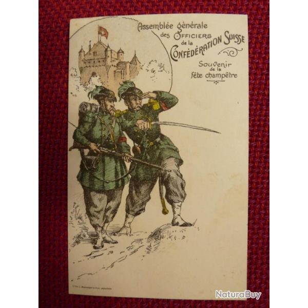 CPA Militaria Suisse F�te Champ�tre Officiers Conf�d�ration 1901
