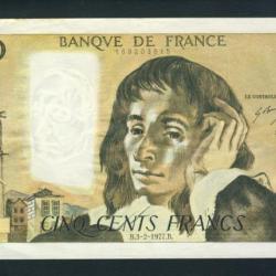 Billet 500 Francs PASCAL 3-2-1977.B. S.68  03815