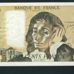 Billet 500 Francs PASCAL 3-2-1977.F. Q72 43185