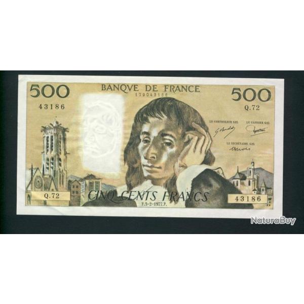 Billet 500 Francs PASCAL 3-2-1977.F. Q72 43186