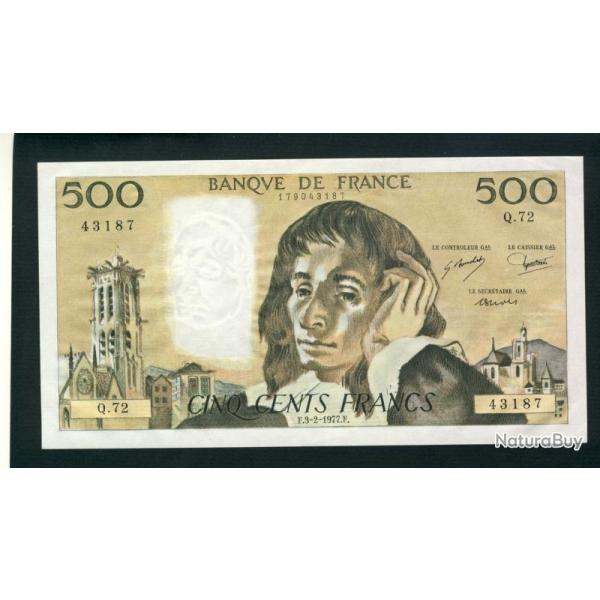Billet 500 Francs PASCAL 3-2-1977.F. Q72 43187