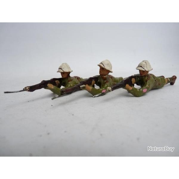 Soldat couch� Militaire Artillerie (x3) Jouet Militaria