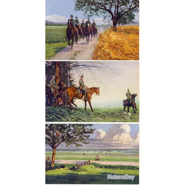3 CPA Militaria Guerre 1914-18 illustr�es Cavalerie et infanterie