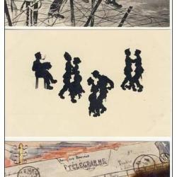 3 CPA illustr&eacute;e Italie Artillerie Ombre Guerre 1914-18