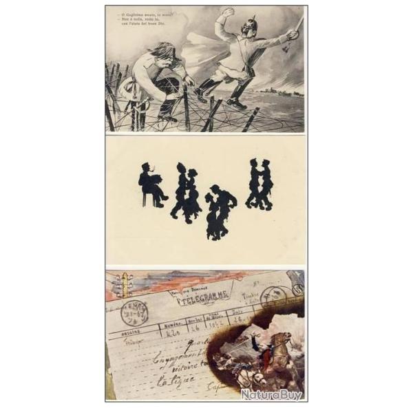 3 CPA illustr�e Italie Artillerie Ombre Guerre 1914-18