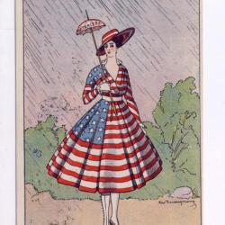 CPA illustr&eacute;e Am&eacute;rique Parapluie neutralit&eacute; Guerre 1914-18