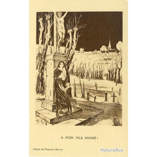 CPA illustr�e Fran�ois MERCEY Guerre Mort vivant Patrie Satire RARE