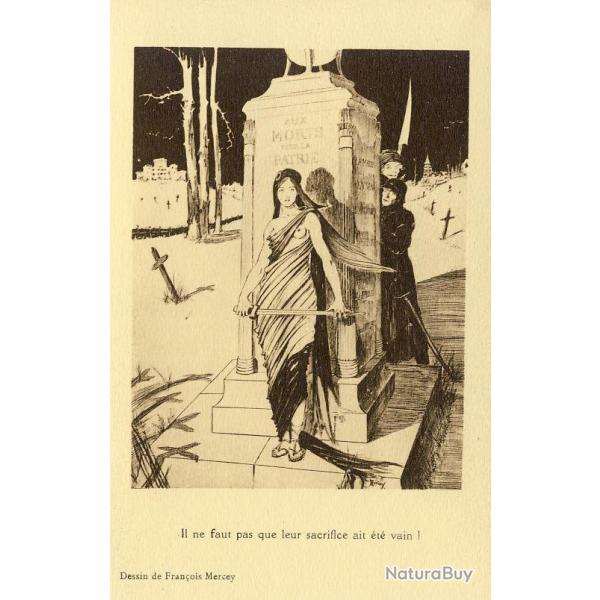 CPA illustr�e Fran�ois MERCEY Guerre Mort vivant Patrie Satire RARE