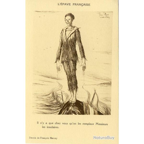 CPA illustr�e Fran�ois MERCEY Guerre Mort vivant Patrie Satire RARE