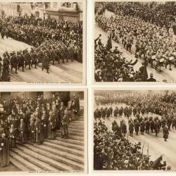 12 Cartes postales militaires Cort&egrave;ge Rentr&eacute;e triomphale roi Albert &agrave; Bruxelles