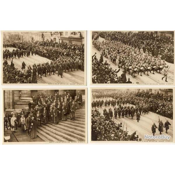 12 Cartes postales militaires Cort�ge Rentr�e triomphale roi Albert � Bruxelles
