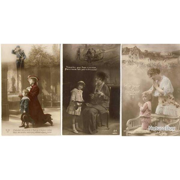 3 CPA militaria Patriotique Soldat Pri�re