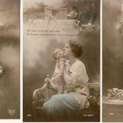 3 CPA militaria Patriotique Soldat Pens&eacute;e