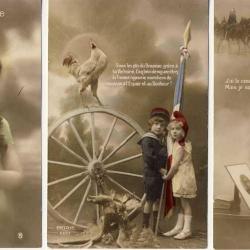 3 CPA militaria Patriotique Absence Soldat Pens&eacute;e Enfant Paix