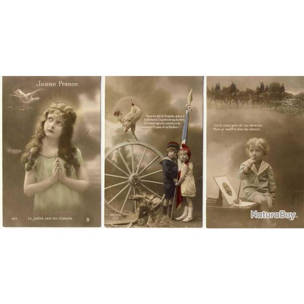 3 CPA militaria Patriotique Absence Soldat Pens�e Enfant Paix