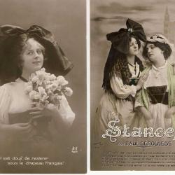 Lot de 4 CPA Militaria Guerre 14-18 Patriotique Alsacienne