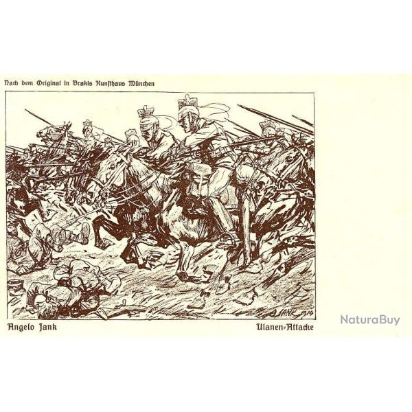 CPA illustr�e Ungelo JANK Guerre Soldat Arm� Cavalier Allemand Wanen Attacke