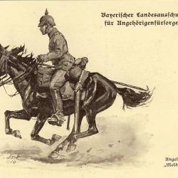 CPA illustr&eacute;e Ungelo JANK Guerre Soldat Arm&eacute; Cavalier Allemand Meldereiter