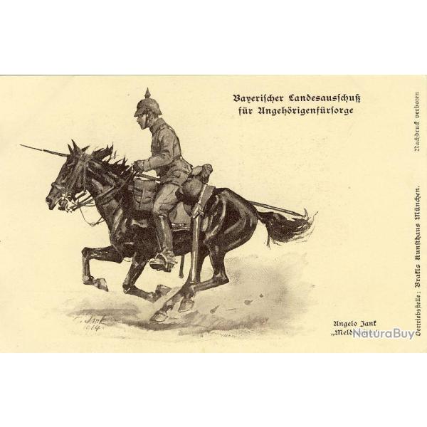 CPA illustr�e Ungelo JANK Guerre Soldat Arm� Cavalier Allemand Meldereiter