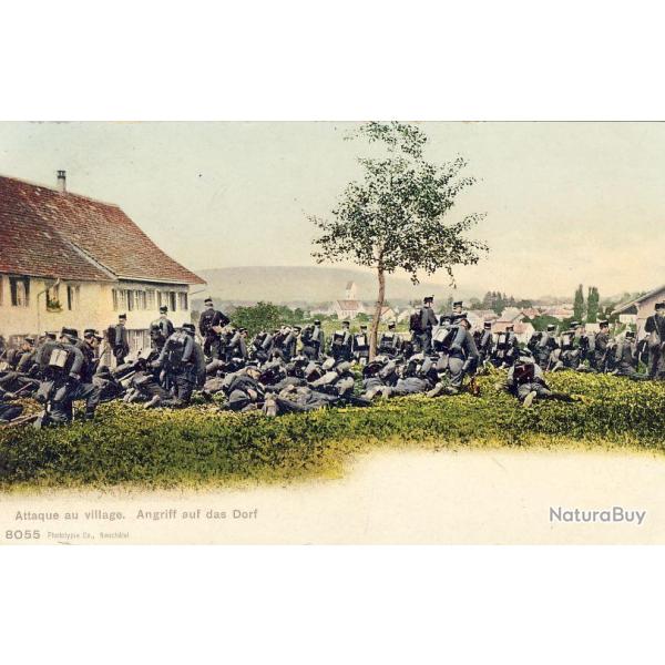 CPA Militaria Arm�e Suisse Attaque au village Angriff auf das Dorf