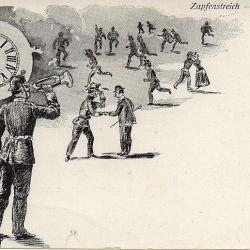 CPA Militaria Guerre Retraite Zapfenstreich Soldat horloge suisse