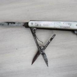 Ancien Canif Couteau de poche Nacre publicité Champagne Reims