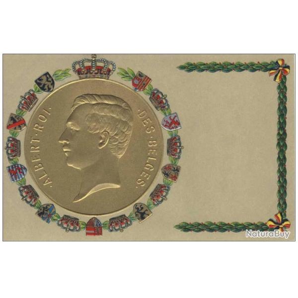 Lot de 2 CPA Illustrateur Albert 1er de Belgique Guerre 1914-18