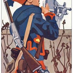 CPA illustr&eacute;e &Eacute;mile HUBERT Suisse Guerre 1914-18 N&deg;1 Mitrailleur