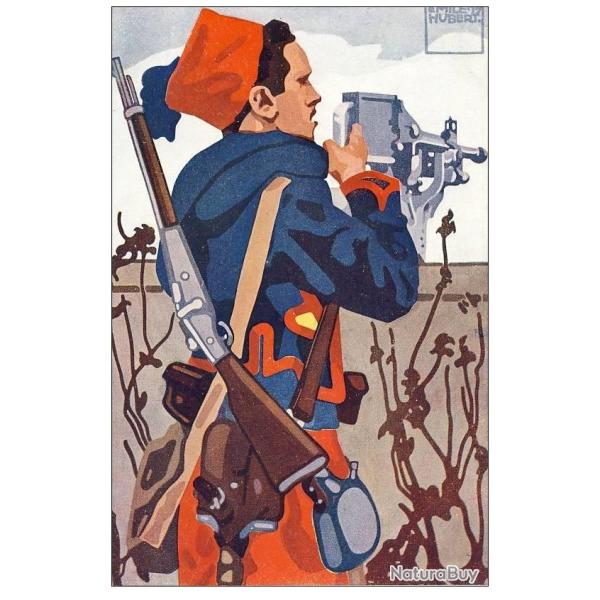 CPA illustr�e �mile HUBERT Suisse Guerre 1914-18 N�1 Mitrailleur