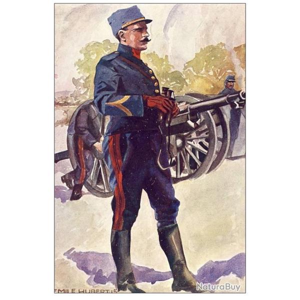 CPA illustr�e �mile HUBERT Suisse Guerre N�11 Artillerie canon soldats