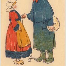 CPA illustr&eacute;e LEROY Maurice S&eacute;rie Marraines et poilus Guerre Soldat Femme