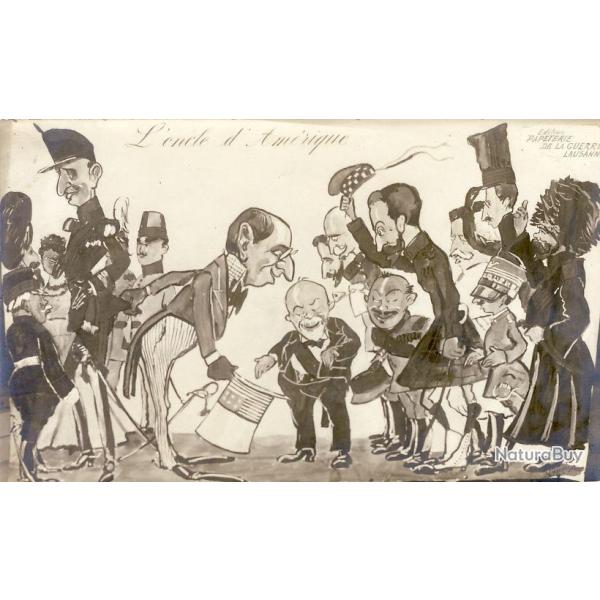CPA illustr�e L'oncle d'Am�rique Suisse Satire militaire Humour