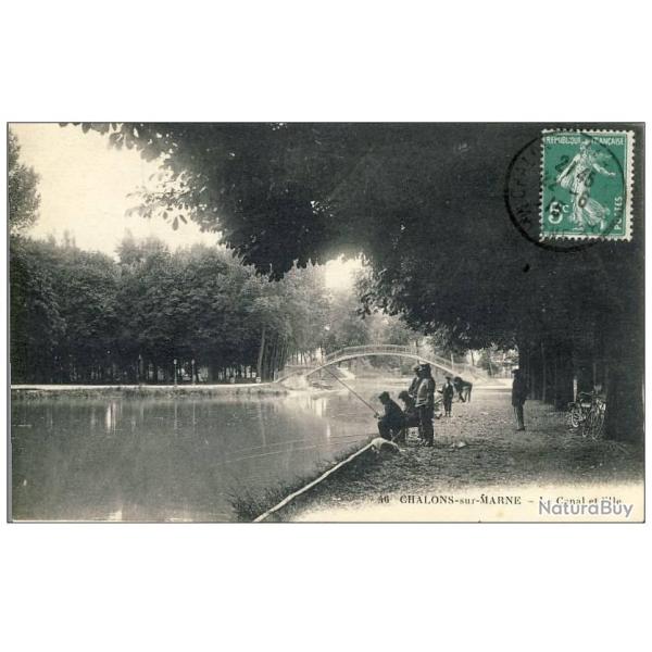 CPA 51 MARNE Chalons sur Marne Le Canal P�cheurs