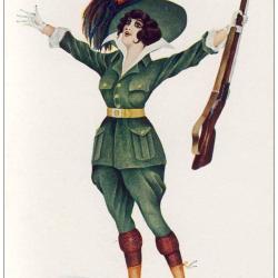 CPA illustr&eacute;e SAGER Xavier Femme soldat Italie Guerre