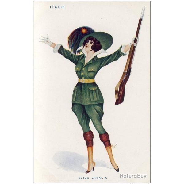 CPA illustr�e SAGER Xavier Femme soldat Italie Guerre