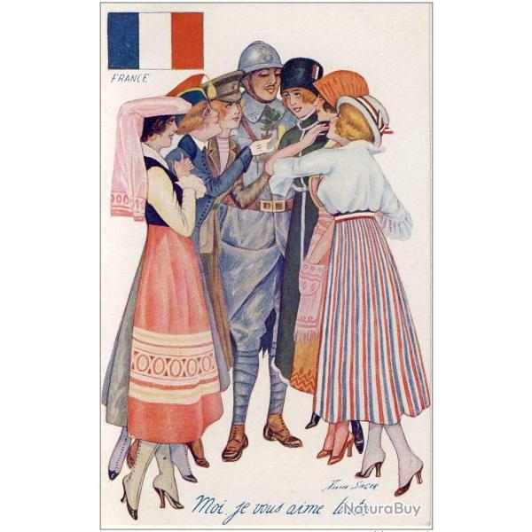 CPA illustr�e SAGER Xavier L�entente des alli�s Guerre