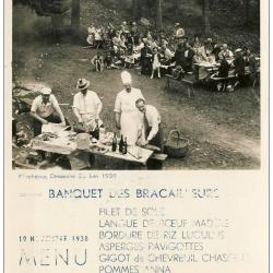 CPA Marchairuz 1938 Menu Banquet Bracailleurs Club de Tir Vaud Suisse